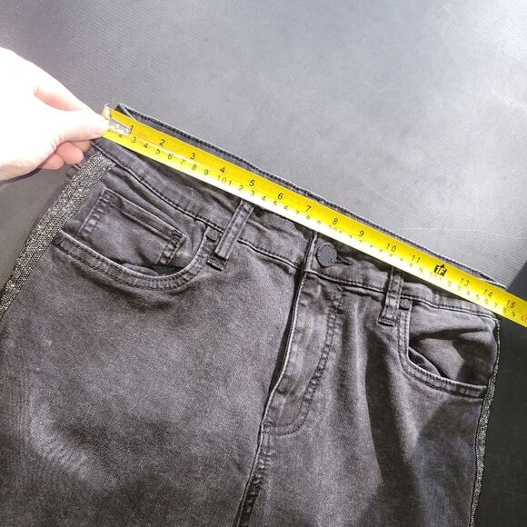 Kut from the Kloth Connie Black Beaded High Rise Ankle Skinny Jeans 6 - Picture 7 of 12